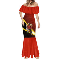 Personalized Belgium Red Devils Football Mascot Mermaid Dress Fierce Devil Graphic With Belgian Flag