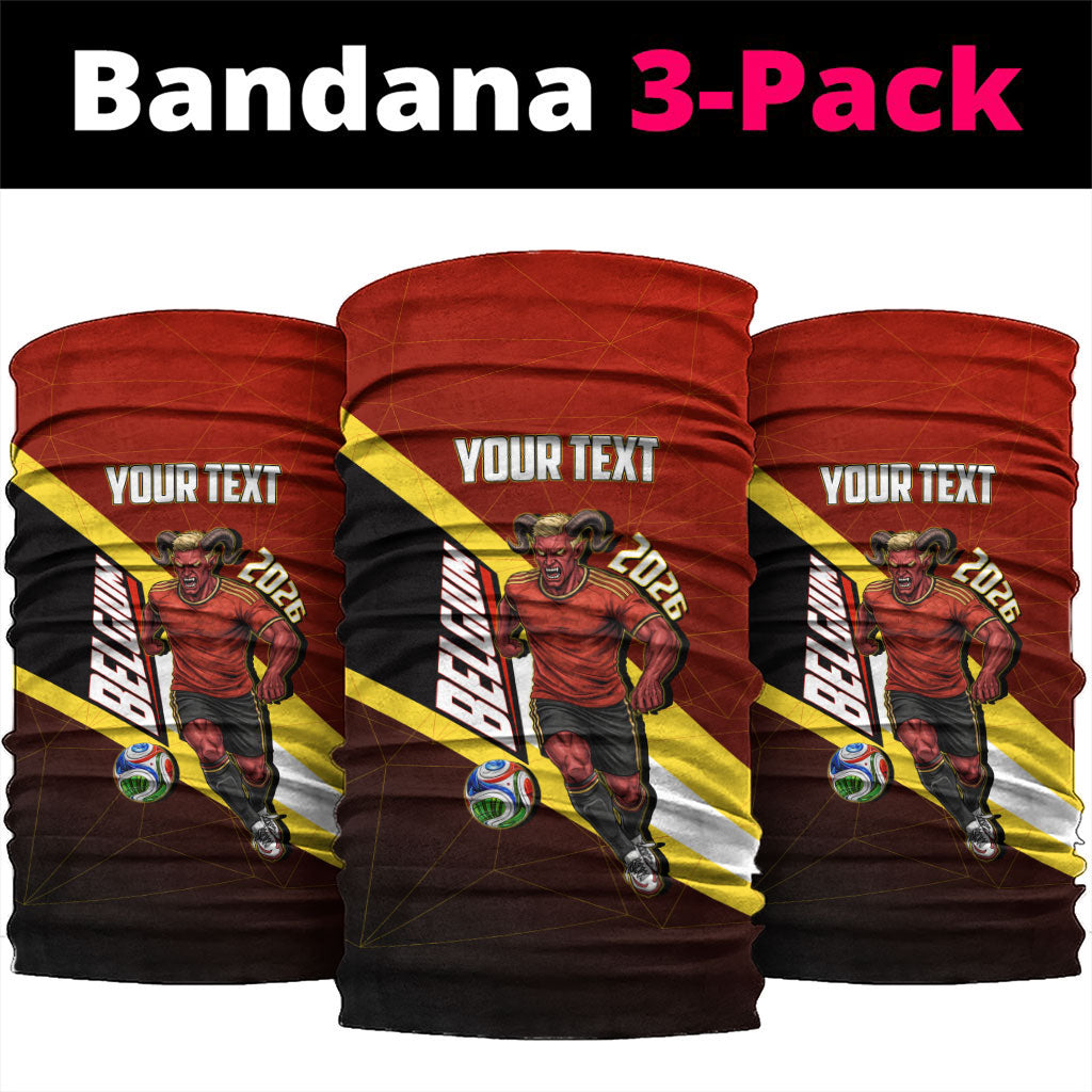 Personalized Belgium Red Devils Football Mascot Neck Gaiter Fierce Devil Graphic With Belgian Flag