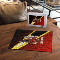 Personalized Belgium Red Devils Football Mascot Puzzle Fierce Devil Graphic With Belgian Flag