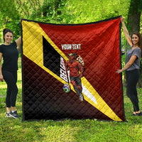 Personalized Belgium Red Devils Football Mascot Quilt Fierce Devil Graphic With Belgian Flag
