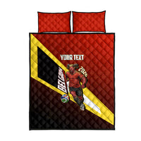 Personalized Belgium Red Devils Football Mascot Quilt Bed Set Fierce Devil Graphic With Belgian Flag