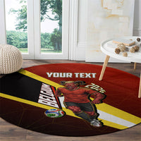 Personalized Belgium Red Devils Football Mascot Round Carpet Fierce Devil Graphic With Belgian Flag