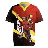 Personalized Belgium Red Devils Football Mascot Rugby Jersey Fierce Devil Graphic With Belgian Flag