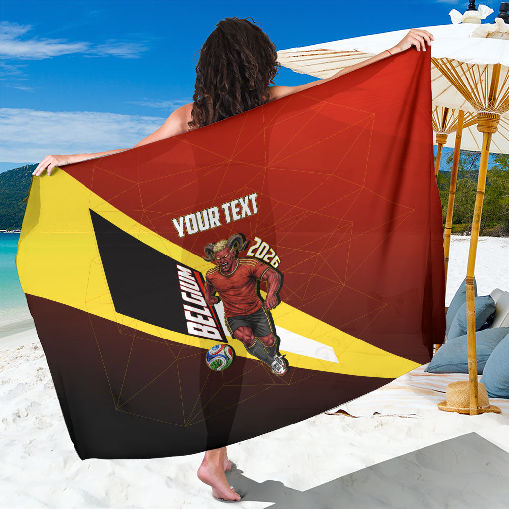 Personalized Belgium Red Devils Football Mascot Sarong Fierce Devil Graphic With Belgian Flag