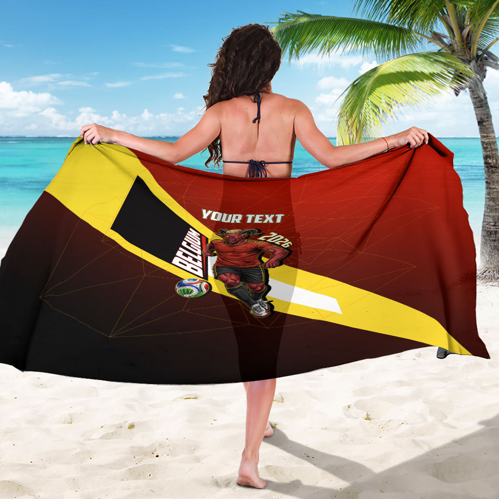 Personalized Belgium Red Devils Football Mascot Sarong Fierce Devil Graphic With Belgian Flag