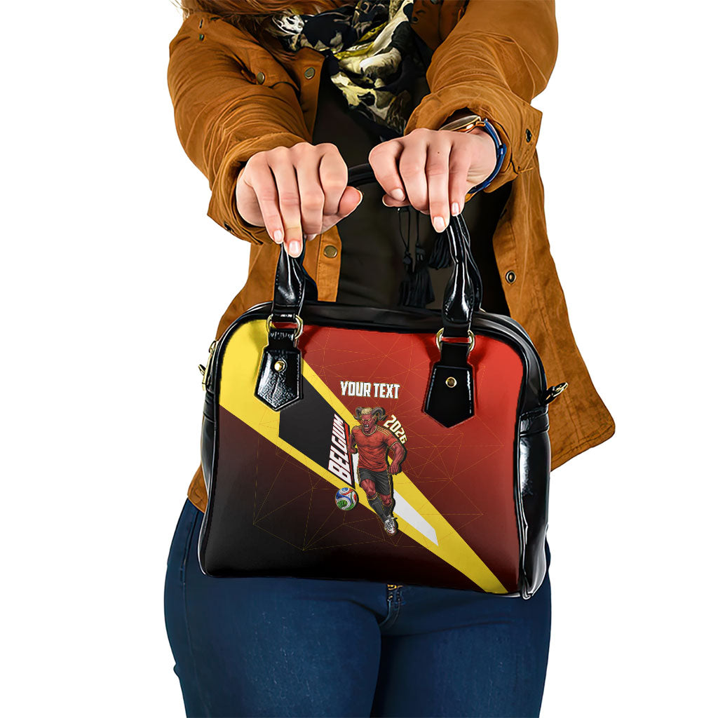 Personalized Belgium Red Devils Football Mascot Shoulder Handbag Fierce Devil Graphic With Belgian Flag