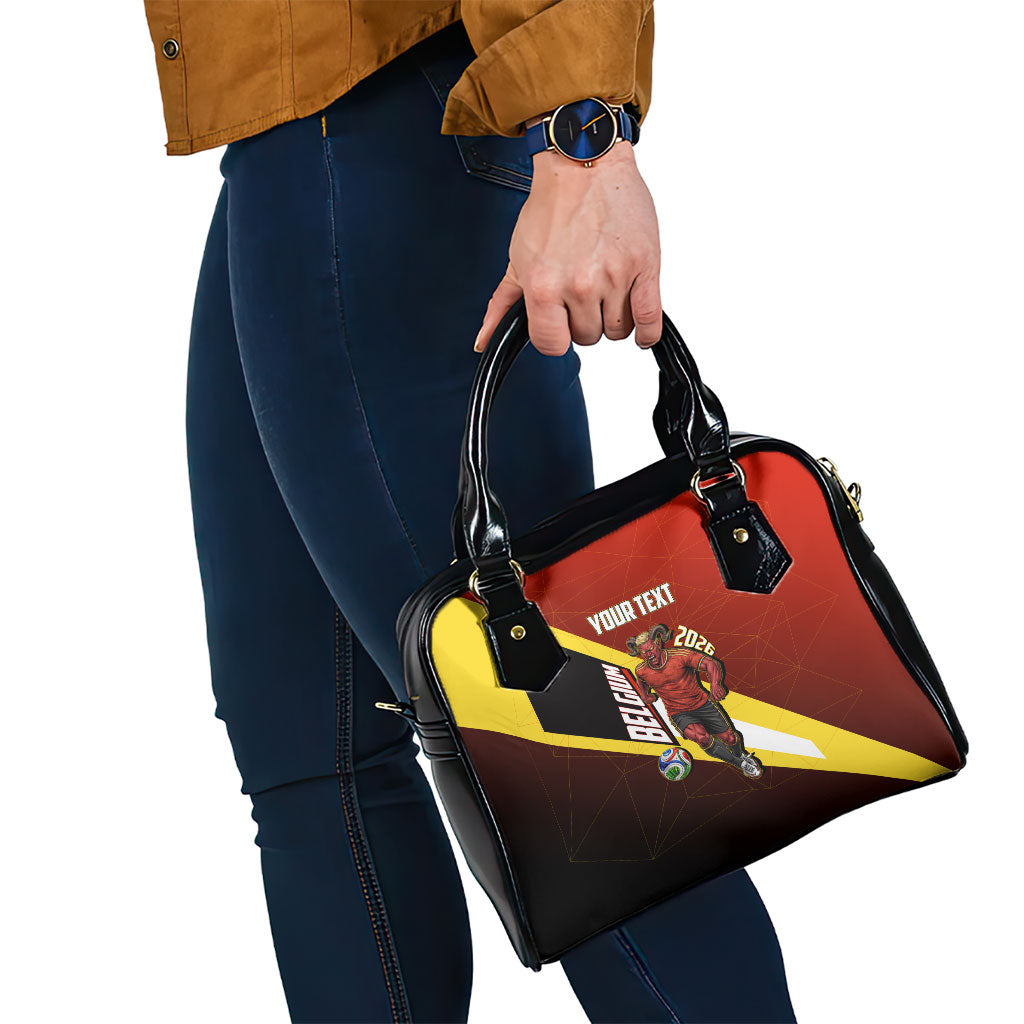 Personalized Belgium Red Devils Football Mascot Shoulder Handbag Fierce Devil Graphic With Belgian Flag