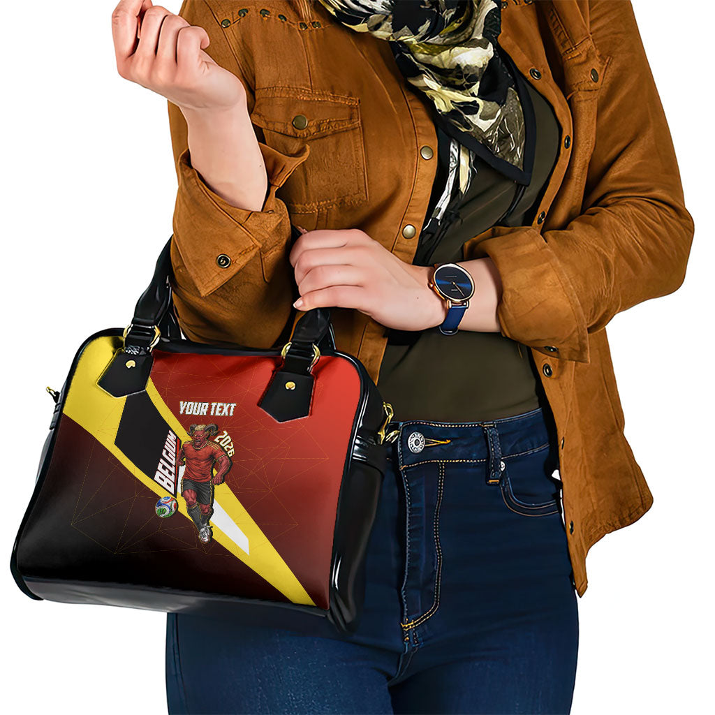 Personalized Belgium Red Devils Football Mascot Shoulder Handbag Fierce Devil Graphic With Belgian Flag