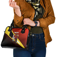 Personalized Belgium Red Devils Football Mascot Shoulder Handbag Fierce Devil Graphic With Belgian Flag