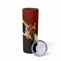 Personalized Belgium Red Devils Football Mascot Skinny Tumbler Fierce Devil Graphic With Belgian Flag