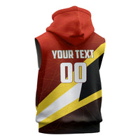 Personalized Belgium Red Devils Football Mascot Sleeveless Hoodie Fierce Devil Graphic With Belgian Flag