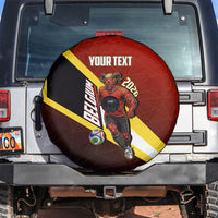 Personalized Belgium Red Devils Football Mascot Spare Tire Cover Fierce Devil Graphic With Belgian Flag