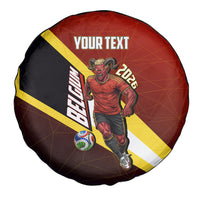 Personalized Belgium Red Devils Football Mascot Spare Tire Cover Fierce Devil Graphic With Belgian Flag