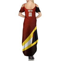 Personalized Belgium Red Devils Football Mascot Summer Maxi Dress Fierce Devil Graphic With Belgian Flag