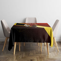 Personalized Belgium Red Devils Football Mascot Tablecloth Fierce Devil Graphic With Belgian Flag