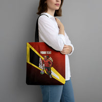 Personalized Belgium Red Devils Football Mascot Tote Bag Fierce Devil Graphic With Belgian Flag