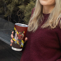 Personalized Belgium Red Devils Football Mascot Tumbler Cup Fierce Devil Graphic With Belgian Flag