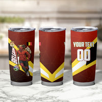 Personalized Belgium Red Devils Football Mascot Tumbler Cup Fierce Devil Graphic With Belgian Flag