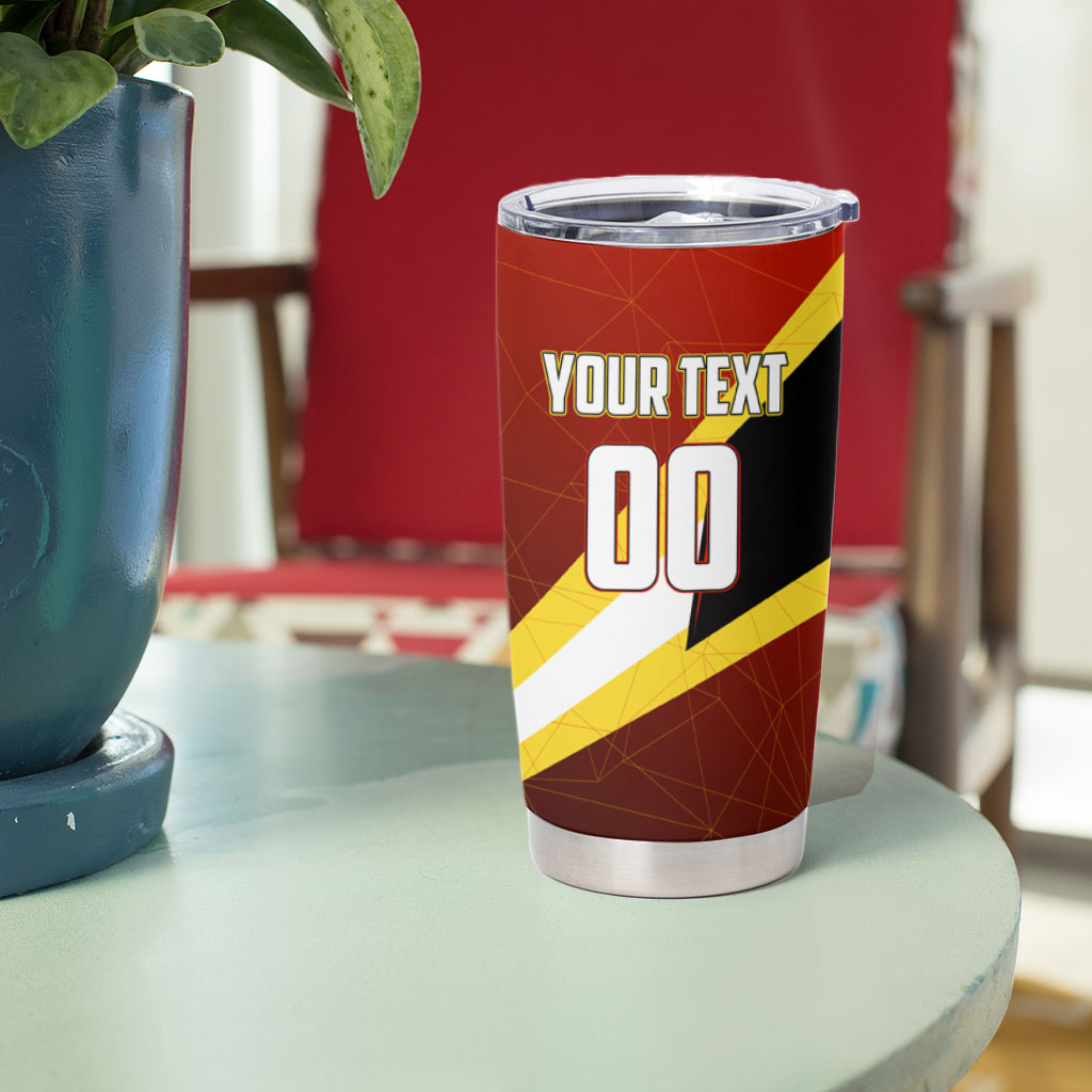 Personalized Belgium Red Devils Football Mascot Tumbler Cup Fierce Devil Graphic With Belgian Flag