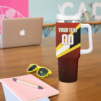 Personalized Belgium Red Devils Football Mascot Tumbler With Handle Fierce Devil Graphic With Belgian Flag