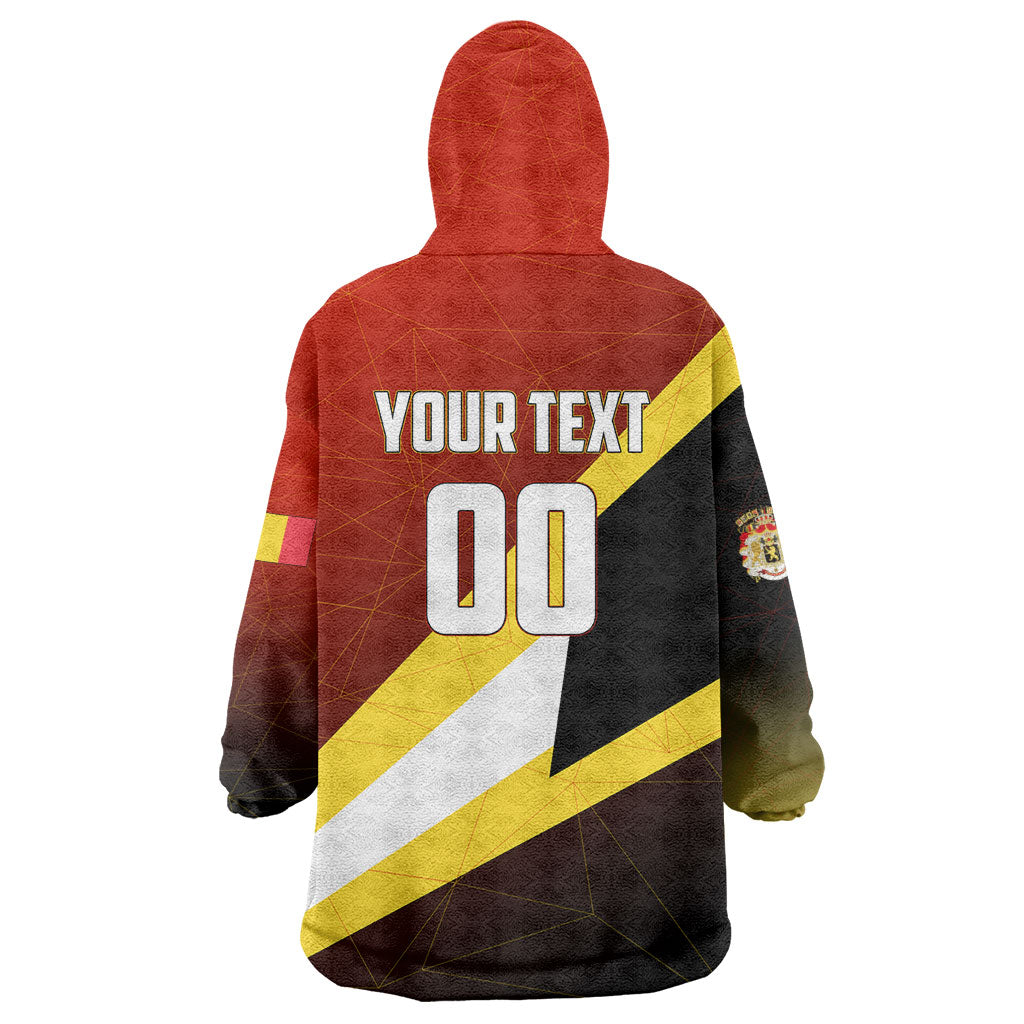 Personalized Belgium Red Devils Football Mascot Wearable Blanket Hoodie Fierce Devil Graphic With Belgian Flag