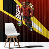 Personalized Belgium Red Devils Football Mascot Window Curtain Fierce Devil Graphic With Belgian Flag