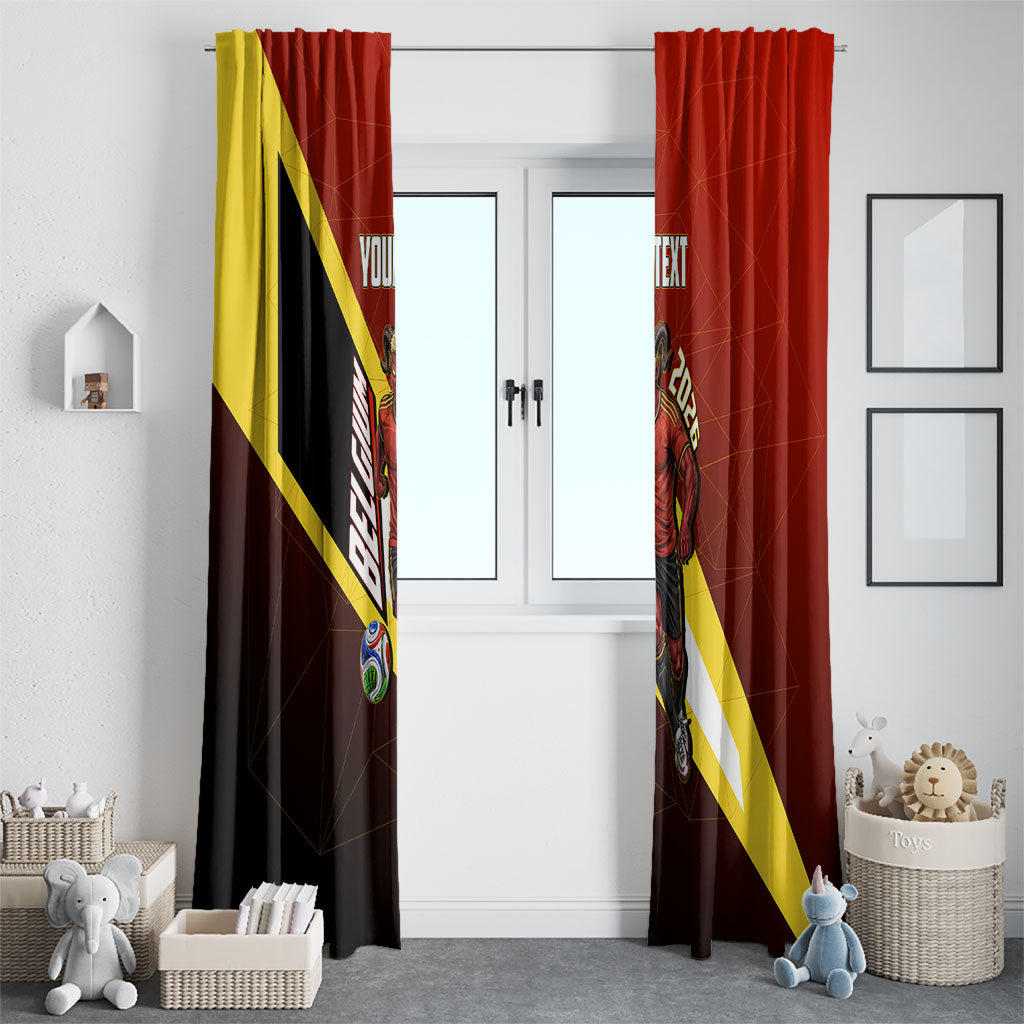 Personalized Belgium Red Devils Football Mascot Window Curtain Fierce Devil Graphic With Belgian Flag