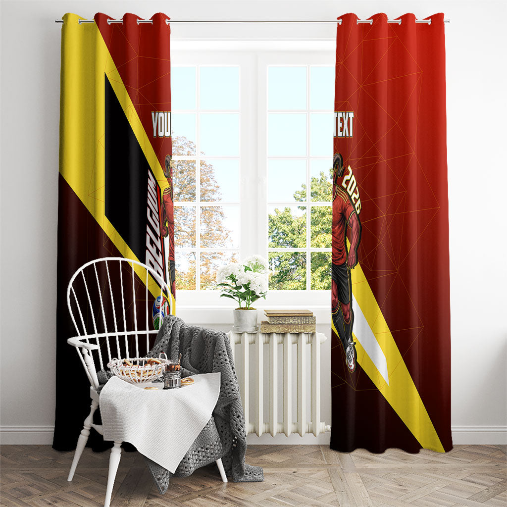 Personalized Belgium Red Devils Football Mascot Window Curtain Fierce Devil Graphic With Belgian Flag
