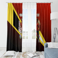 Personalized Belgium Red Devils Football Mascot Window Curtain Fierce Devil Graphic With Belgian Flag
