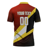 Personalized Belgium Red Devils Football Mascot Zipper Polo Shirt Fierce Devil Graphic With Belgian Flag