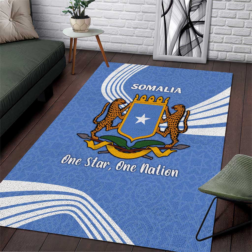 Somalia Area Rug with Coat of Arms One Star One Nation Blue White Spirit