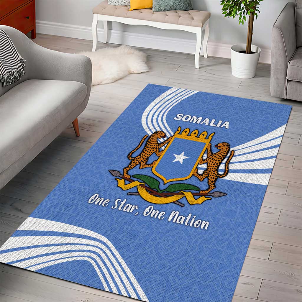 Somalia Area Rug with Coat of Arms One Star One Nation Blue White Spirit