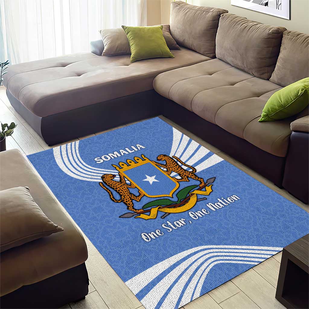 Somalia Area Rug with Coat of Arms One Star One Nation Blue White Spirit