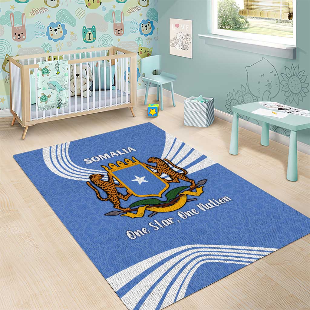 Somalia Area Rug with Coat of Arms One Star One Nation Blue White Spirit