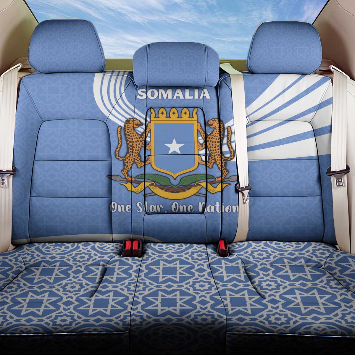 Somalia Back Car Seat Cover with Coat of Arms One Star One Nation Blue White Spirit