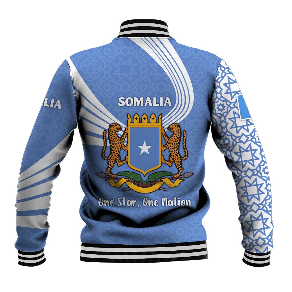 Somalia Baseball Jacket with Coat of Arms One Star One Nation Blue White Spirit
