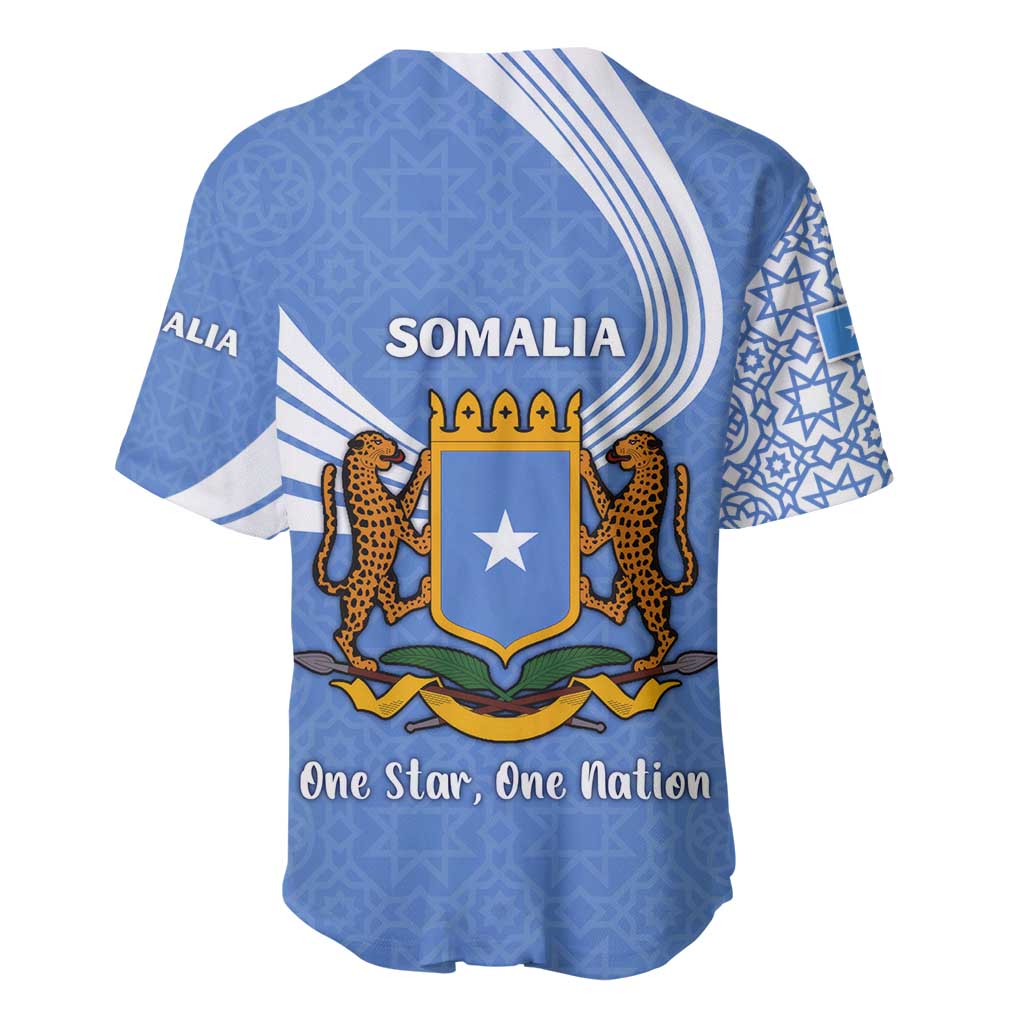 Somalia Baseball Jersey with Coat of Arms One Star One Nation Blue White Spirit