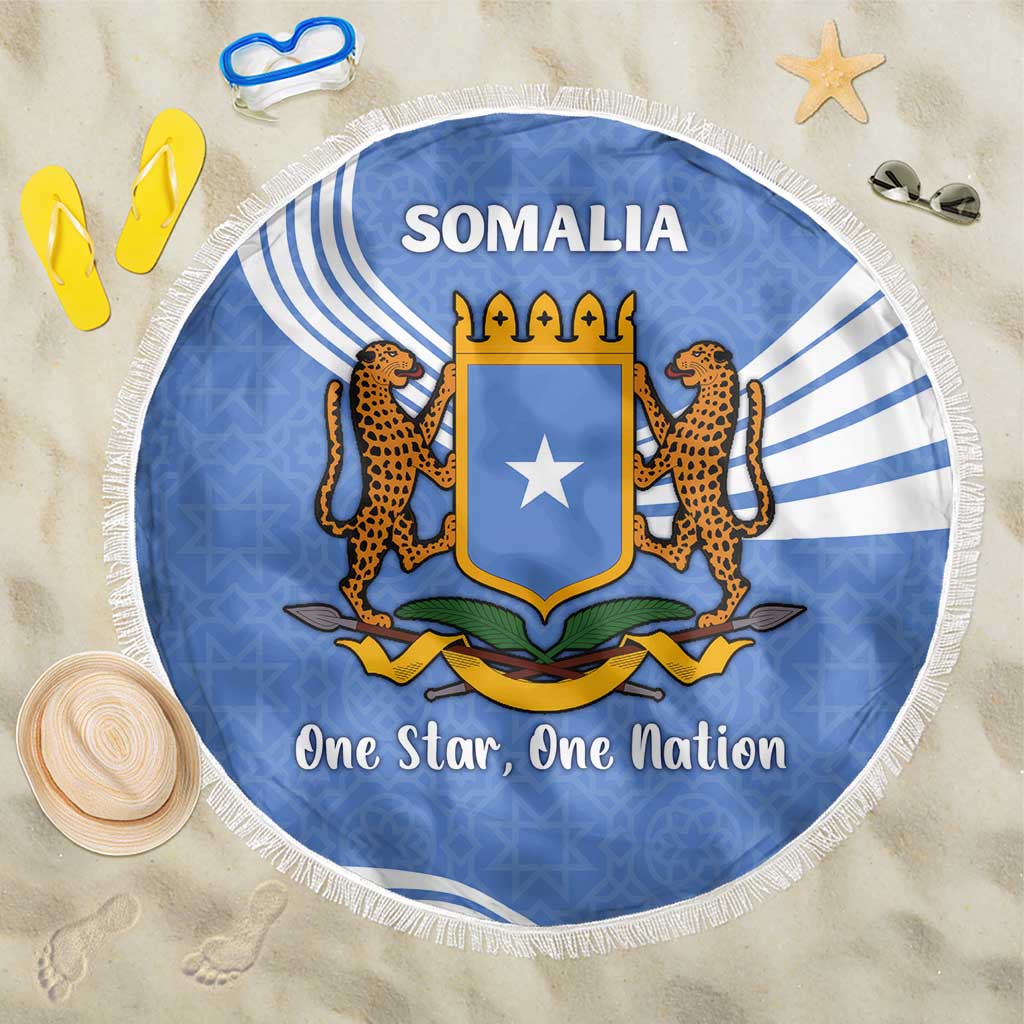 Somalia Beach Blanket with Coat of Arms One Star One Nation Blue White Spirit