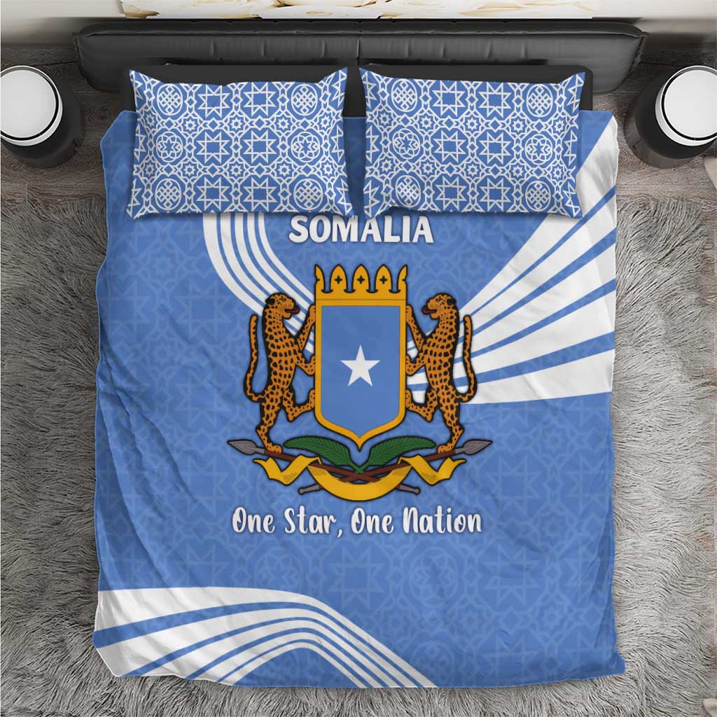 Somalia Bedding Set with Coat of Arms One Star One Nation Blue White Spirit