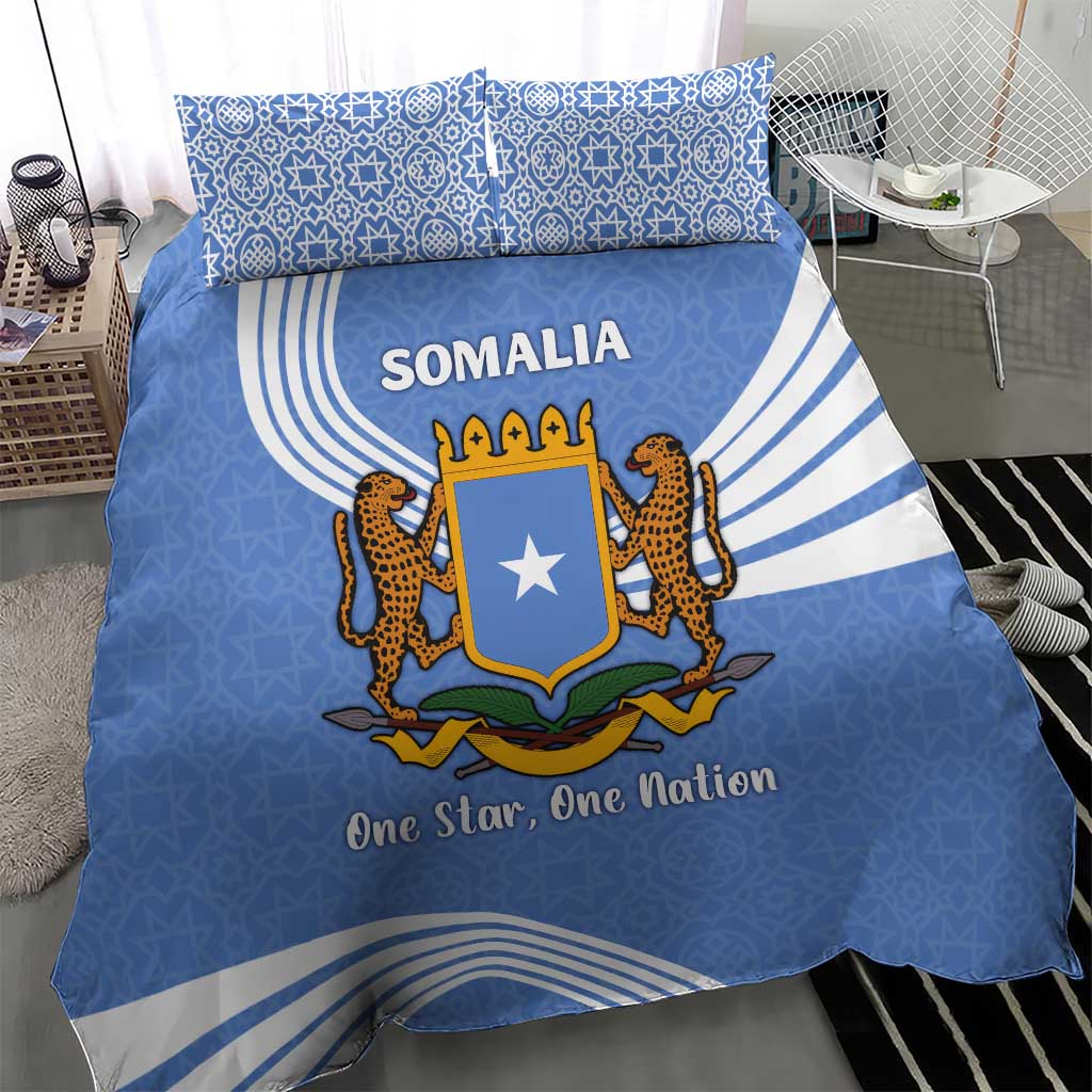 Somalia Bedding Set with Coat of Arms One Star One Nation Blue White Spirit