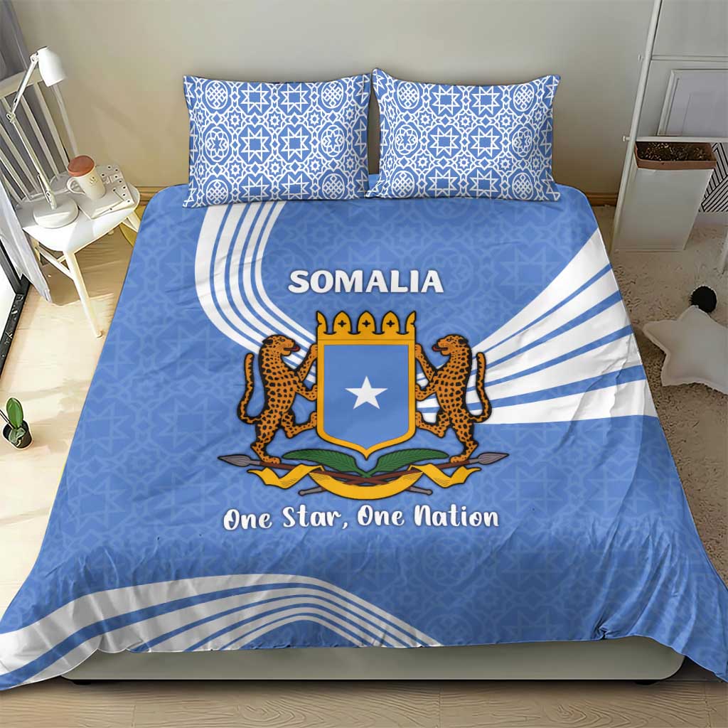 Somalia Bedding Set with Coat of Arms One Star One Nation Blue White Spirit