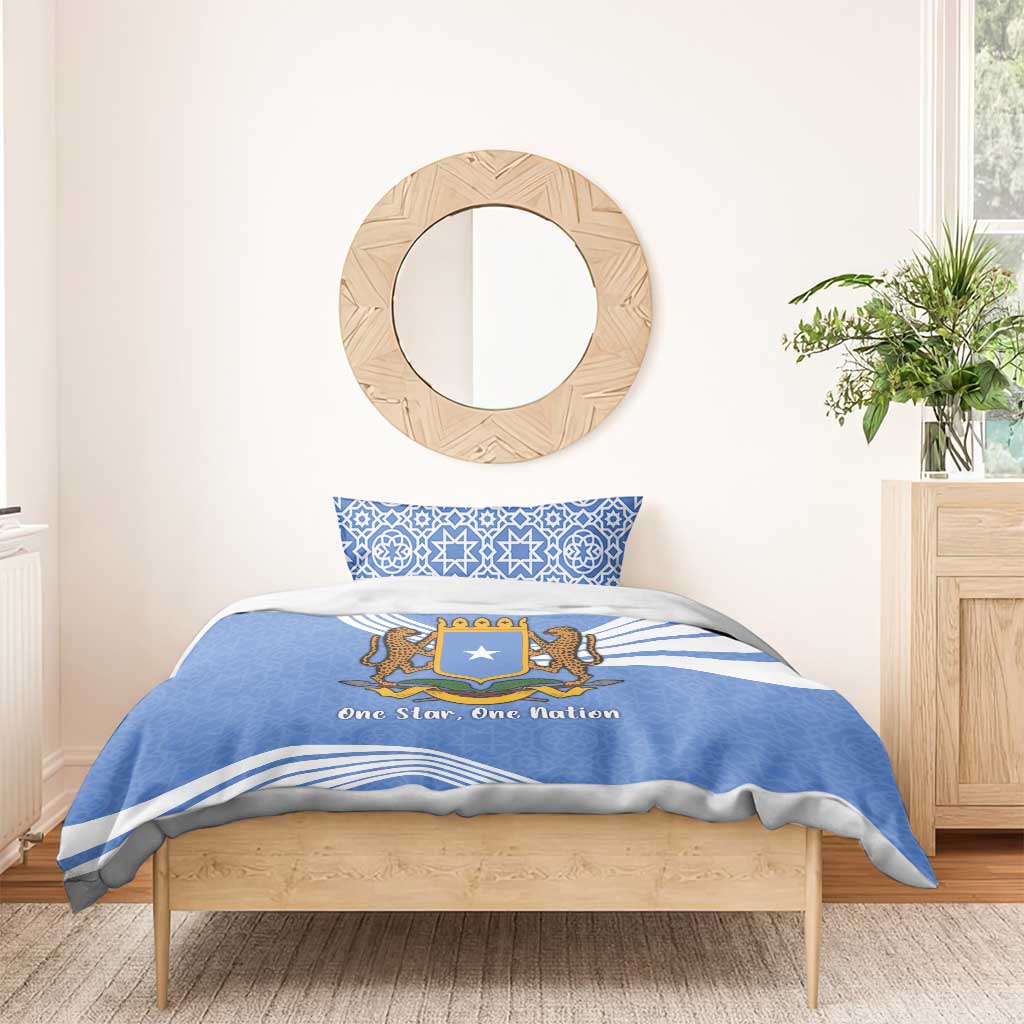 Somalia Bedding Set with Coat of Arms One Star One Nation Blue White Spirit