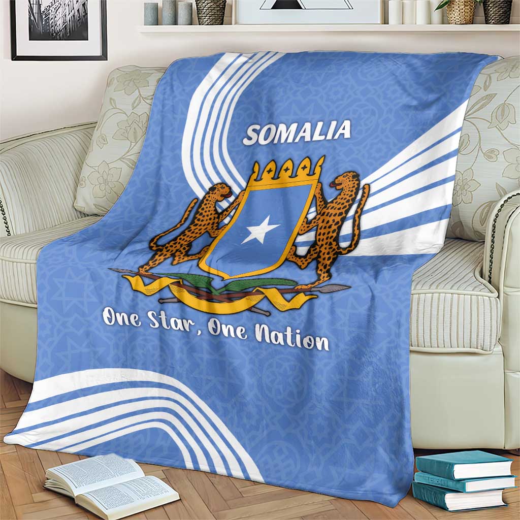 Somalia Blanket with Coat of Arms One Star One Nation Blue White Spirit