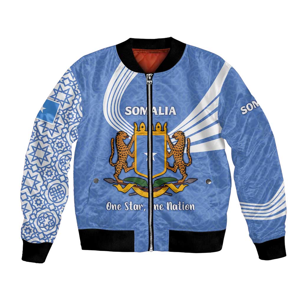 Somalia Bomber Jacket with Coat of Arms One Star One Nation Blue White Spirit