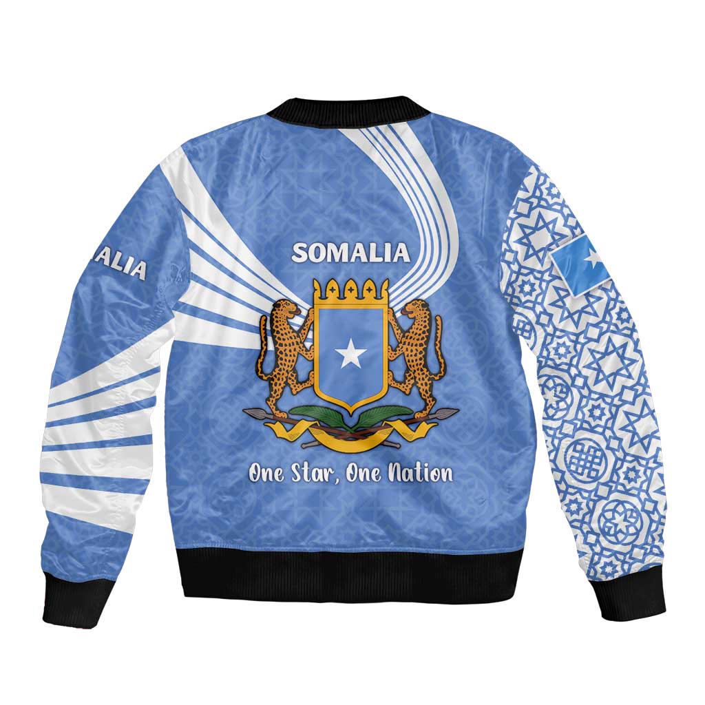 Somalia Bomber Jacket with Coat of Arms One Star One Nation Blue White Spirit