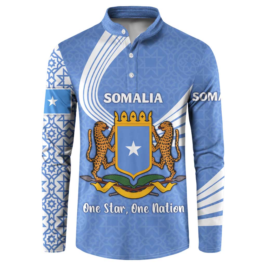 Somalia Button Sweatshirt with Coat of Arms One Star One Nation Blue White Spirit