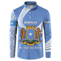 Somalia Button Sweatshirt with Coat of Arms One Star One Nation Blue White Spirit