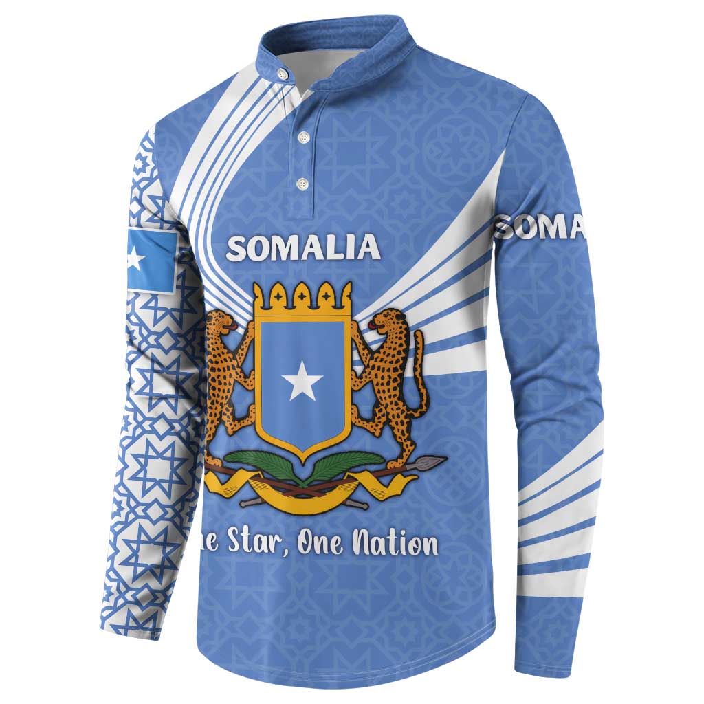 Somalia Button Sweatshirt with Coat of Arms One Star One Nation Blue White Spirit