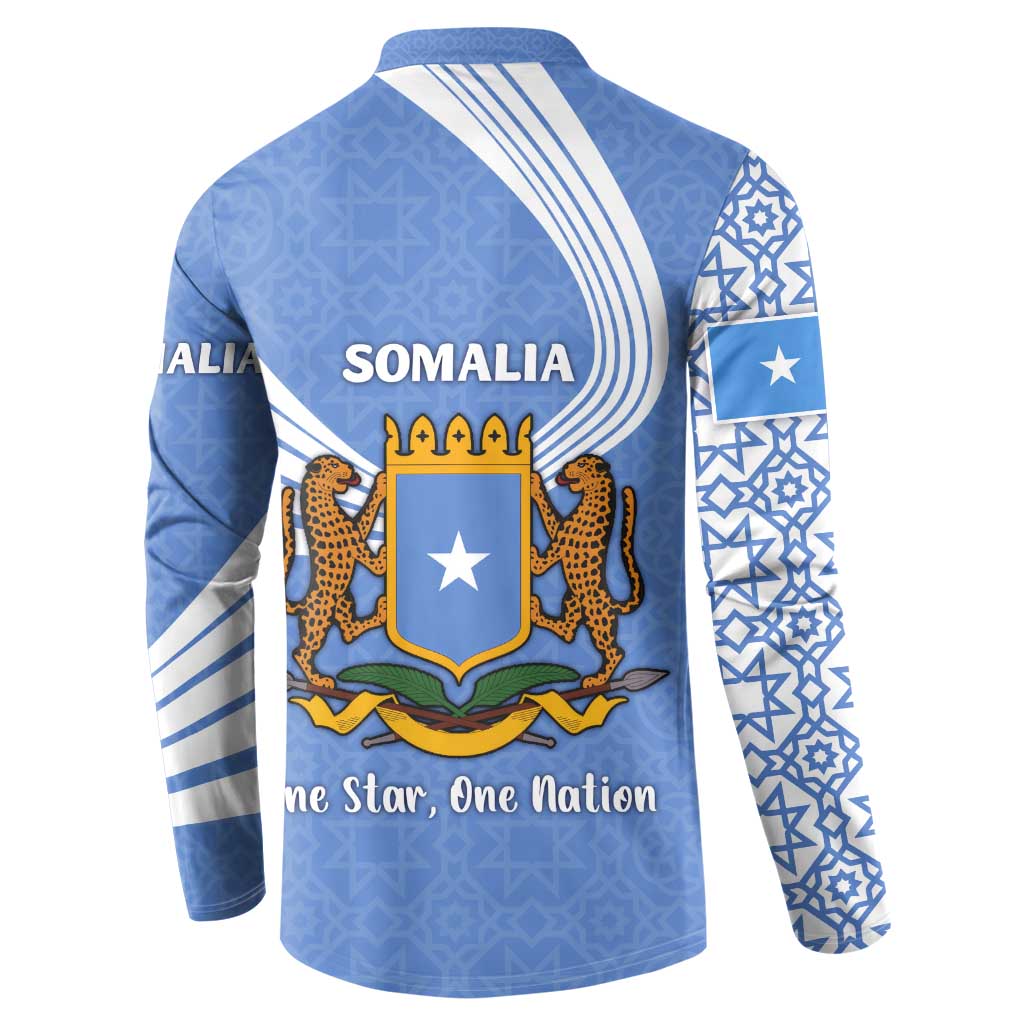 Somalia Button Sweatshirt with Coat of Arms One Star One Nation Blue White Spirit