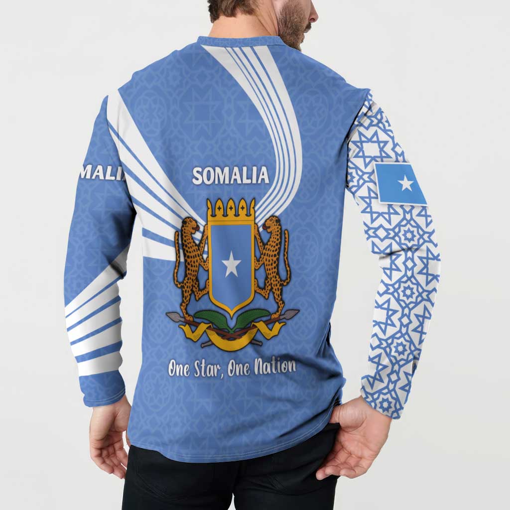 Somalia Button Sweatshirt with Coat of Arms One Star One Nation Blue White Spirit